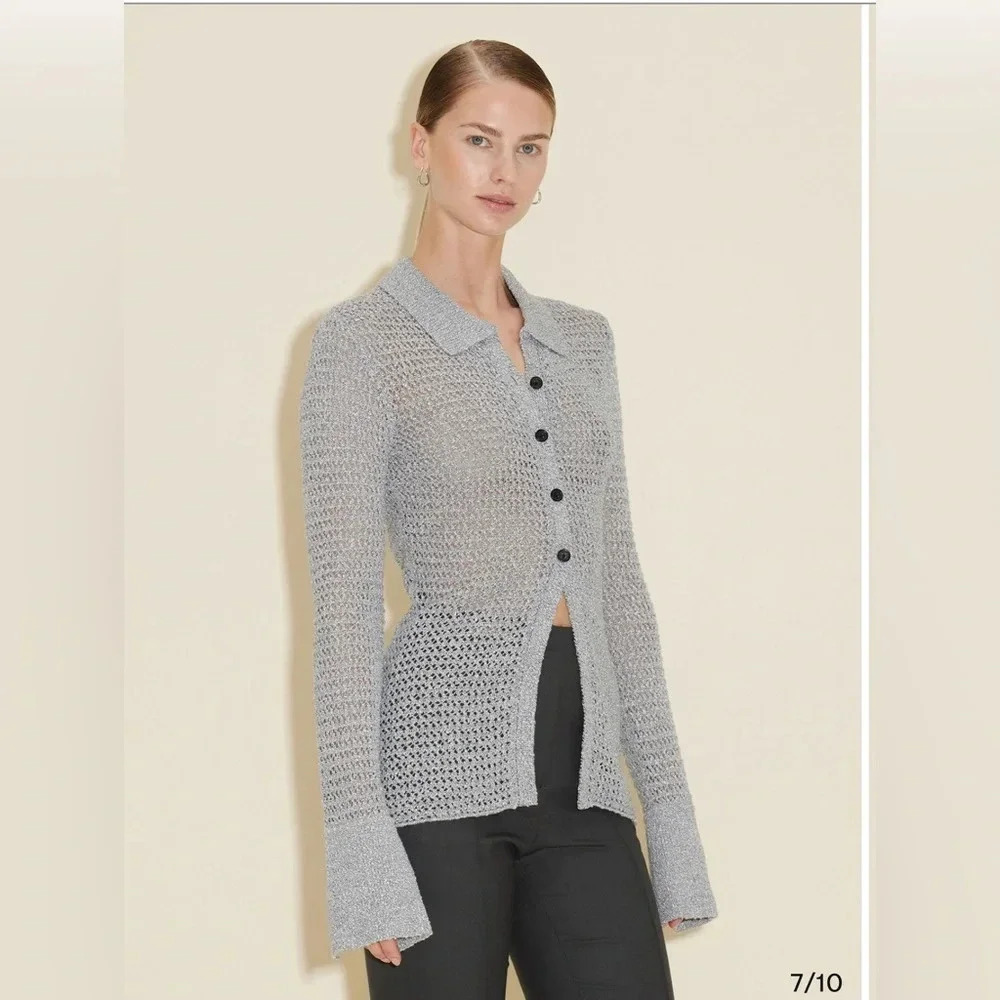! Holzweiler Cissi Knit Shirt Dk. Blue Mix sz Xs